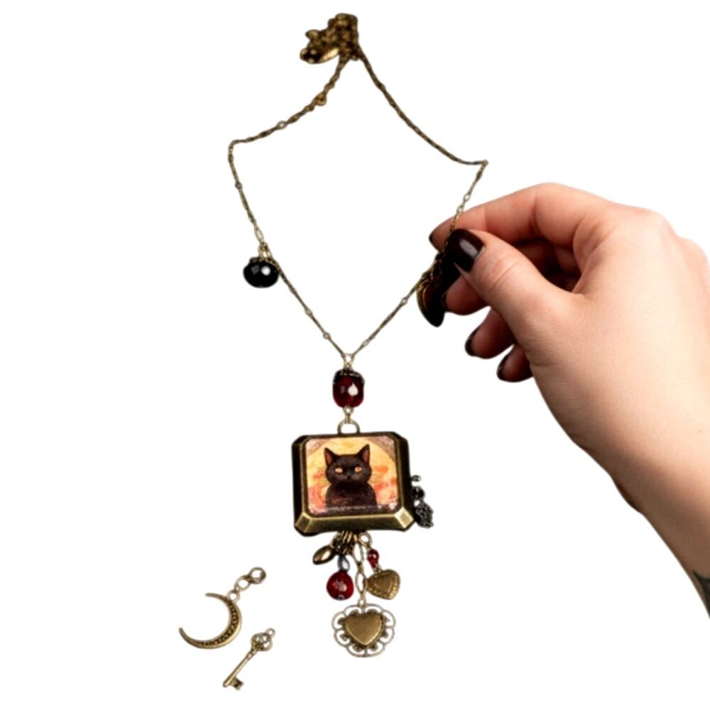 Black Cat Pendant Necklace | Handmade Gothic Victorian Jewelry
